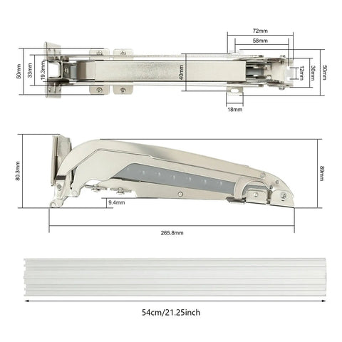 Rock Solid Heavy Duty Cabinet Door Mount Lateral Opening Hinge Set dimensions and details for installation on gates and furniture.
