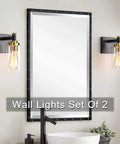 Two Pack Black and Gold Wall Sconces With Glass Shade Modern Rustic Brass Bathroom Wall Lighting For Bedroom Hallway Kitchen