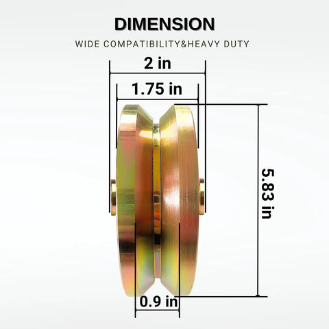 6 Inch V Groove Wheel For Sliding Gates Beefed Up Heavy Duty 2 Inch Wide Steel Roller With Inverted V Track Double Bearings 5000 Lbs Max Load Built For Industrial Machines And Frequent Use dimensions