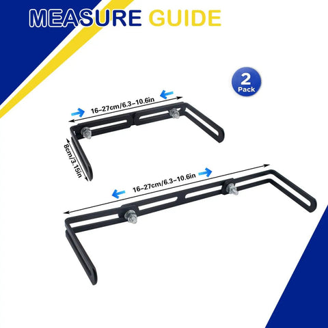 Two Sets Universal Mounting Brackets For CB Ham Radios, Transceivers And Scanners, Adjustable Width 6.3 To 10.6 Inches, Includes Screws