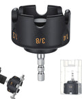 Heavy Duty All Thread Nut Runner And Bolt Extractor Tool For Fast No Sweat Removal Of Stubborn Nuts And Built Like A Tank With Rugged Aluminum Alloy For Smooth Quick Grab Action On 1/4 3/8 1/2 Inch Rods, showing 3/8 inch nut driver.