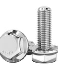 Heavy Duty Badass M6 1.0mm x 10mm Flanged Hex Head Bolts And Serrated Flange Screws 304 Stainless Steel showing flange detail.