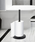Premium 304 Stainless Steel Toilet Paper Holder With Three Roll Capacity Matte Black Freestanding Stand in bathroom