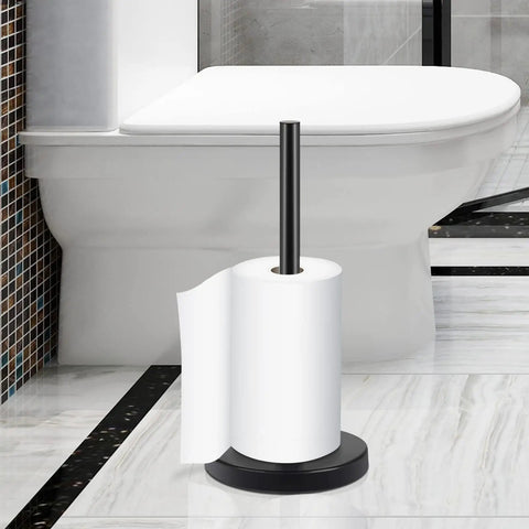 Premium 304 Stainless Steel Toilet Paper Holder With Three Roll Capacity Matte Black Freestanding Stand in bathroom