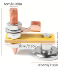 Solid 2 Pack Metalworking Magnetic Ground Clamps With Heavy Duty Magnet Head and Rock Solid Metal Plate, angled view with measurements.