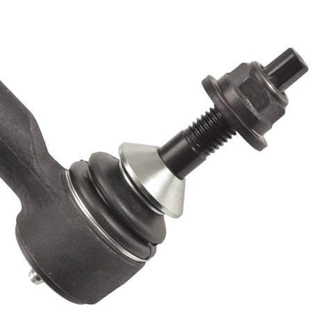 Front Outer Tie Rod Ends Replacement Kit For Ford Five Hundred Flex Freestyle Taurus X And Lincoln MKS MKT 2pc Set With Nuts Easy Install Beefy Heavy Duty Steering Linkage front outer tie rod end close-up with boot and nut