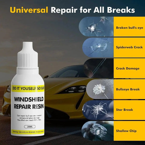 Windshield Chip Repair Kit 20ml Resin Liquid For Auto Glass Chips And Cracks Rapid Cure Adhesive Sealant Durable Safe For Cars