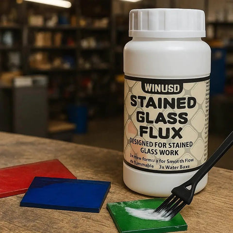 8oz Water Based Solder Flux For Stained Glass Soldering And Electronics Repair Zinc Flux For Glass Craft bottle on workbench
