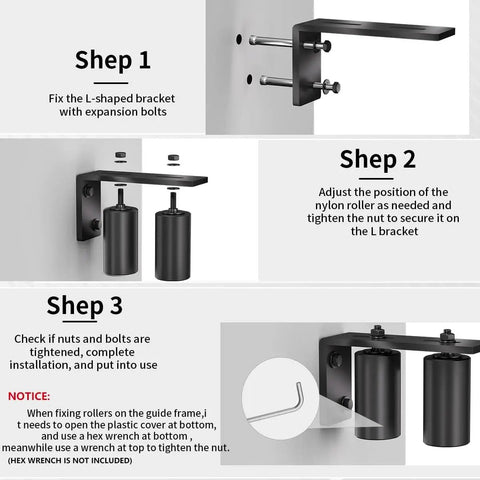 Installation steps for Heavy Duty Sliding Gate Roller Kit With 3 Inch Adjustable L Shaped Rear Post Bracket Universal Fit