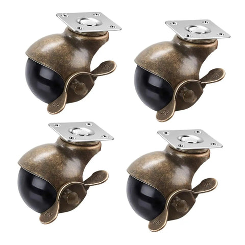 Retro Brass Plate Casters 2 Inch Heavy Duty Furniture Wheels 4 Pack Badass Universal Swivel Roller Set For Mobile Cabinets And Studio Gear No Sweat Quick Setup four swivel brass casters with black wheels