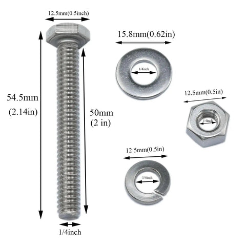 Heavy Duty U Channel Sign Post Bolts Set in 304 Stainless Steel Weatherproof Traffic Sign Mounting Hardware with Nuts Durable Sign Post Accessories for Indoor Outdoor Use 8 Set shown with dimensions
