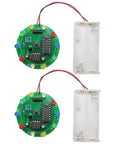 Two Pack Soldering Practice Kit With CD4017 And NE555 Chips for Lucky Wheel LED Light Projects, green board, battery holder