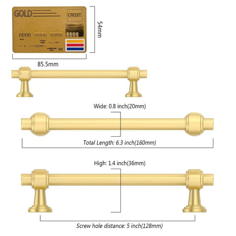 Real Deal 10 Pack Brushed Gold Cabinet Pulls 5 Inch Hole Center Heavy Duty Zinc Alloy Kitchen Drawer Handles Easy Install Bathroom Vanity Knobs Slick Dresser Bars Total Kitchen Glow Up Kit dimensions and design features.