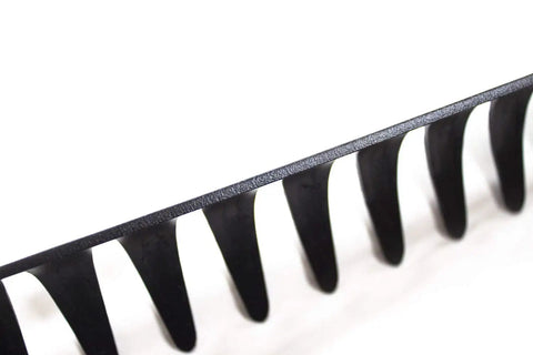 Close-up of 16 tines on the Bow Rake With Fiberglass Shaft For Tough-As-Nails Yard Work And Landscaping, side view.