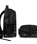 Side view of Dope Thorned Rose Bloom Printed Unisex Backpack With Large Capacity Durable Polyester Daypack Smooth Zipper