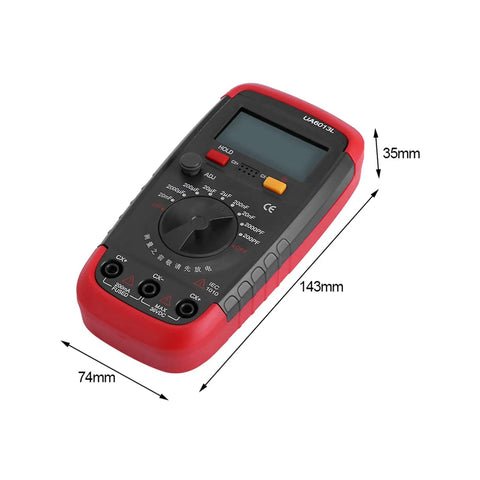 Pro Digital Capacitance Meter And Multimeter Capacitance Tester Handheld 0.1 pF To 20 000 uF With Nine Range Battery Powered And 6013L LCD Display