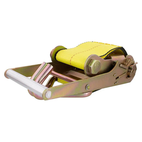 Beefy Heavy Duty Ratchet Tie Down Strap 4 Inch By 30 Foot With Zinc Plated Double J Hooks 5400 Lb Load Limit Durable Cargo Strap