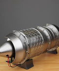 1/3 Scale Turbojet Engine Kit For Aircraft Gearheads, 100-Piece DIY Model With Realistic Fan Blade Action, CNC Machined Parts, Premium Resin Components, Build Your Own Jet Engine front view on stand