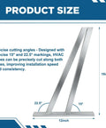 Beefy Heavy Duty Aluminum Square Duct Angle Cutting Guide with 15 and 22.5 Degree Settings, 19x12 inches, side view with dimensions