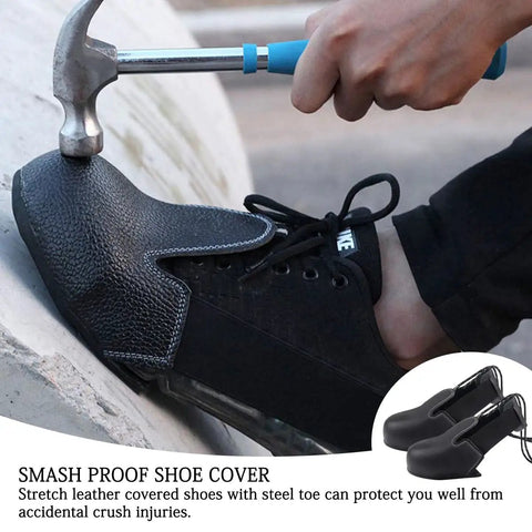 Built Different Steel Toe Safety Shoe Covers With Grind Ready Cowhide Leather No Sweat Adjustable Straps Kick Proof Rubber Soles For Construction Crews And All Day Worksite Comfort