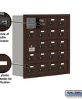 Built Tough Cell Phone Storage Locker With Recessed Wall Mount And Dead Simple Combo Locks In Classic Bronze Finish showing rear view and clear card holder.