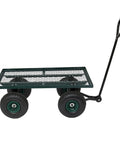 Heavy Duty Metal Deck Garden Cart With 10 Inch Air Tires For Farm Yard And Cargo Large 34 Inch By 18 Inch Utility Wagon With 176 Lb Capacity Green