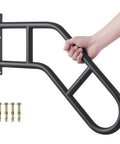Hella Secure U Shape Stair Handrail With Rock Solid Grip For Outdoor Steps And Porch Grab Bar, 23 inch black steel, grip for safety.