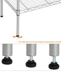 Close-up of adjustable foot on Heavy Duty Five Tier Wire Shelving Unit Kickass Storage Rack to enhance stability.