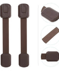 ABS Material Cabinet Locks 4 Pack For Cupboards And Drawers No Sweat Easy Peel And Stick Safety Straps brown close-up