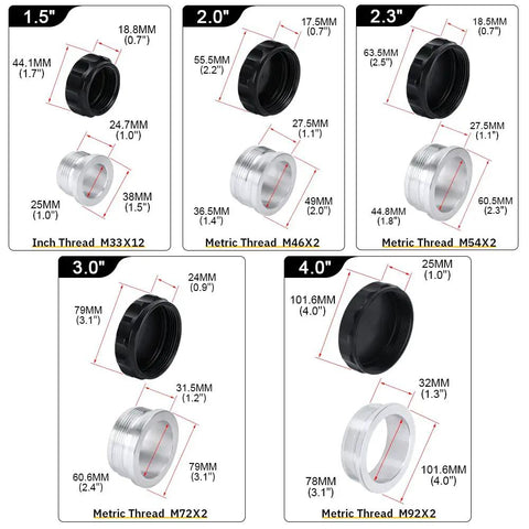 Beefy 2 Inch Billet Aluminum Weld-On Filler Neck Cap For Overflow Coolant Tank sizes and dimensions chart.
