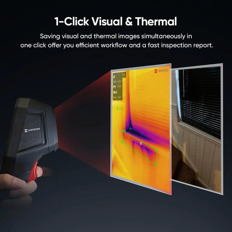 B10 Pro Grade Thermal Imaging Camera With 320 By 240 Super IR Resolution showing dual views, thermal and visual imaging.