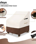 Two Pack Waterproof Adirondack Chair Covers Heavy Duty Outdoor Furniture Covers For All Weather Protection, features highlighted.