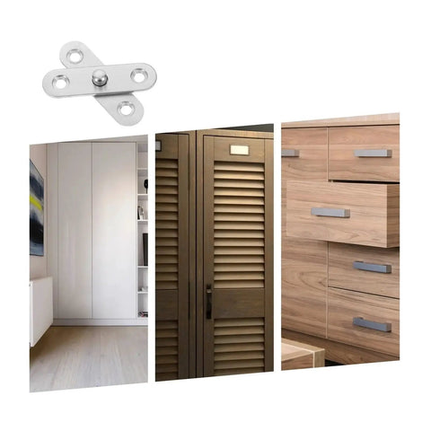 Hidden 360 Degree Pivot Hinges Set, Stainless Steel Black Finish, 20 Pack for Secret Doors and Concealed Cabinets, shown on furniture.