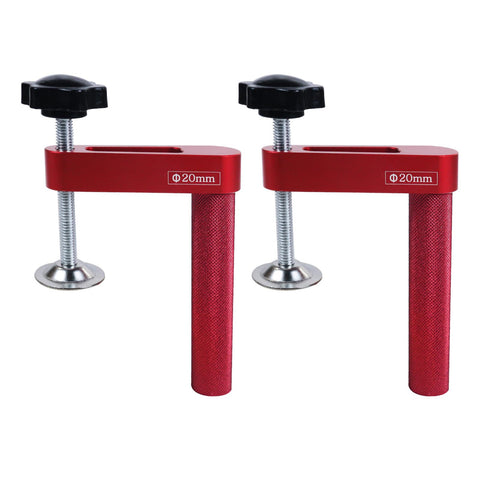 Woodworking Workbench Dog Clamps For 19mm And 20mm Holes, Aluminum Holdfasts, Red Quick-Release with Black Knobs