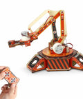Remote Control Robot Arm Kit For Kids Build Your Own Mechanical Arm With 360 Degree Rotating Gripper Hands On STEM Toy For Learning And Creative Engineering Fun, wooden STEM kit with remote