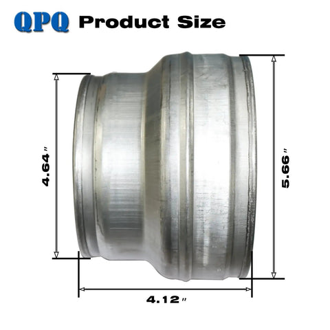 Six To Five Inch Round Duct Reducer For HVAC Ductwork, Galvanized Steel Pipe Fitting with dimensions labeled