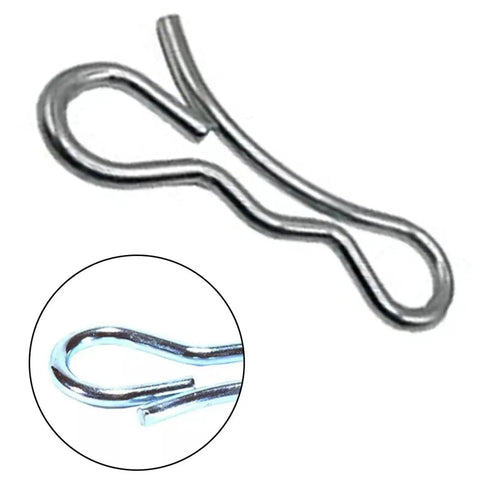 Close-up of single locking cotter pin from Locking Cotter Pin Set 80 Piece Tie Cotter Pins For Trailers Lawn Mowers Automotive Machinery