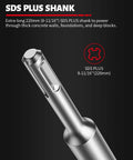 DAYDOOR 6-5/16in concrete hole saw with SDS Plus shank adapter, tungsten carbide tipped masonry bit, side view