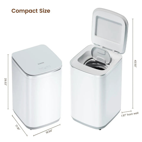 Heavy Duty Super Compact Portable Washer And Spin Dryer 0.8 Cu Ft Mini Washing Machine dimensions shown for dorms apartments RVs.