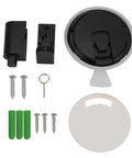 Push Type Zinc Alloy Door Stopper Floor Holder Windproof Collision Catch No Drill Install with accessories and screws visible
