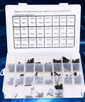 Elastic Cylindrical Pin Set 240 Pieces Carbon Steel Hollow Positioning Pins in assorted sizes organized in a plastic box