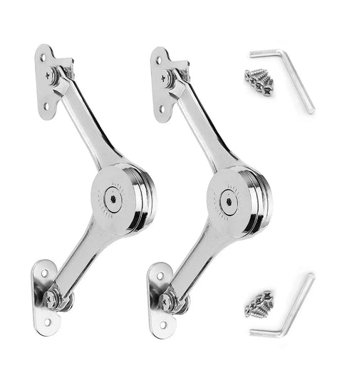 Pair of Soft Close Lid Stay Hinges With Buffer Damper for Cabinets and Wardrobes with mounting screws and Allen key