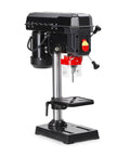Garvee 8 Inch Benchtop Drill Press With 2.5 Amp Induction Motor and Powerful Torque for Wood and Metal Projects, side view.