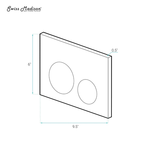 Illustration of Actuator Flush Plate With No Fuss Dual Flush Circle Buttons Glossy White Finish Modern Wall Mount Replacement
