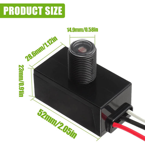 Dusk To Dawn Outdoor Lighting Sensor With Photoelectric Switch Photocell dimensions shown with measurements
