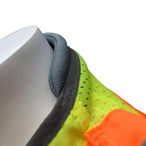 Close-up view of the padded neck area of Heavy Duty Hi Vis Safety Vest With 3M Reflective Tape Class 2 Engineer Workwear Built Tough For The Daily Grind.