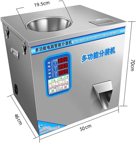 Dead On Accuracy Automatic Powder And Granule Filling Machine With Microcomputer Controlled Weighing From One Gram To Five Hundred Grams, stainless steel design.