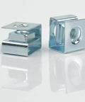 25 Piece Slide On Cage Nuts With Sleek U Shape Build And Zinc Plated M5 Thread For Hassle Free Server Rack Mounting in close-up.