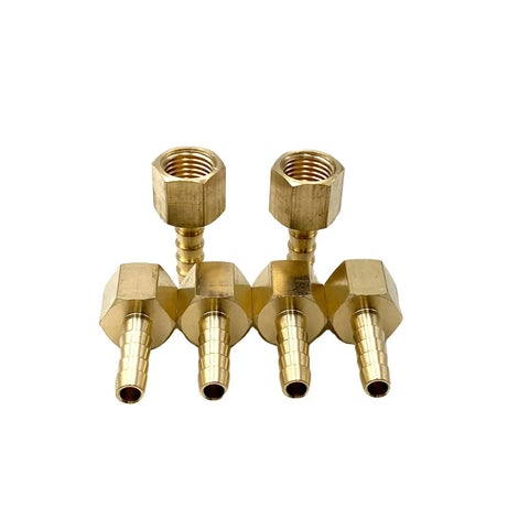 Six Pack Brass One Quarter Inch NPT Female To One Quarter Inch Barb Air Hose Fittings Set For Compressor Fuel Oil And Gas Built Tough