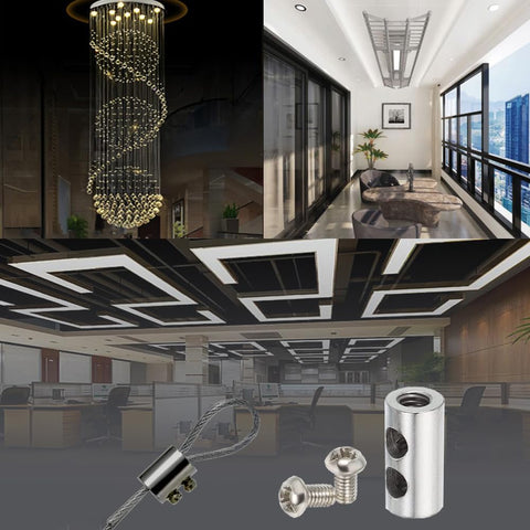 Set Of 20 Upgraded Wire Rope Cable Clamps With 3.6mm Wire Hole, M3 Screw Mounts For Ceiling And Chandelier Installations